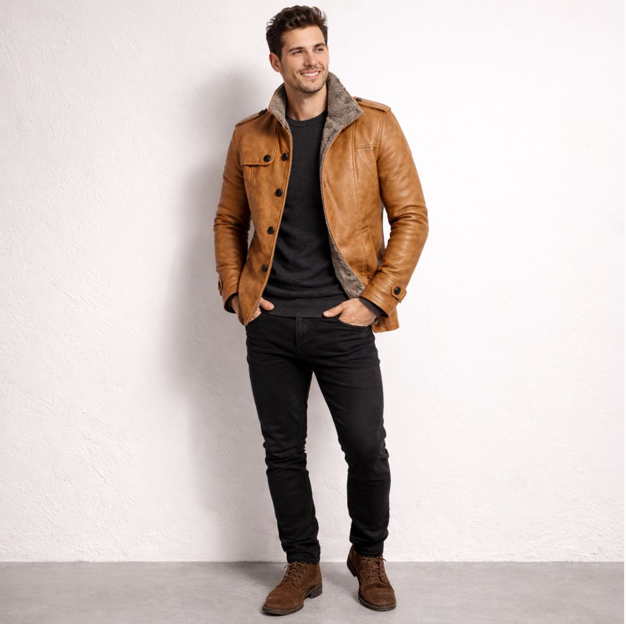 Chaqueta de Cuero Elegante para Hombre